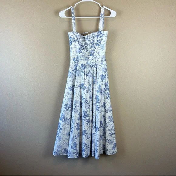 house of cb Carmen Blue Print Bustier Sundress - Picture 4 of 12